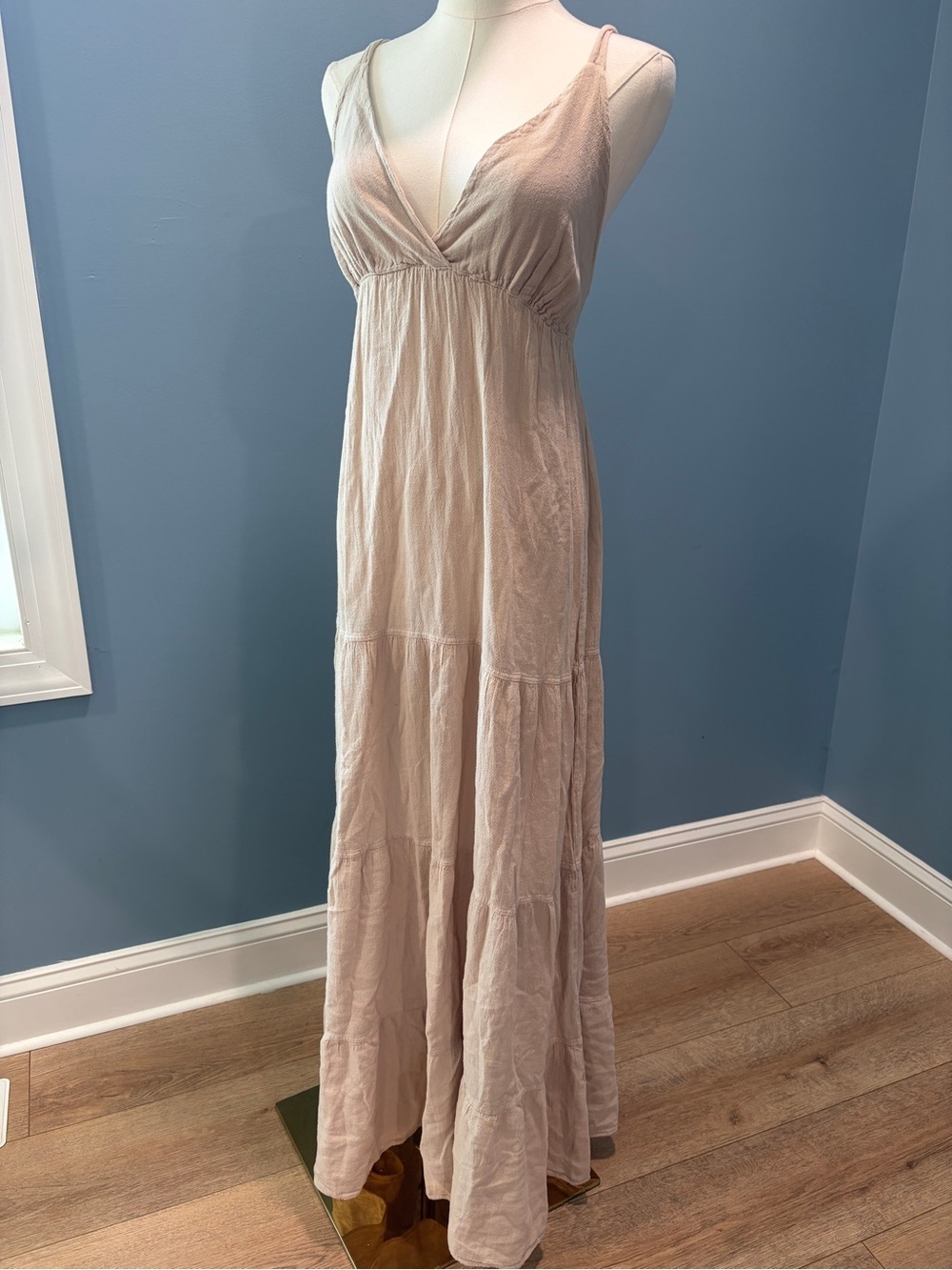 Seaspice 100% Peruvian Cotton Beige Maxi Dress Size Small Boho Beach